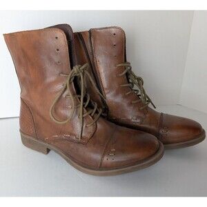 Roan by Bed Stu Deception Womens Boots Brown Leather Lace Side-Zip Size 9